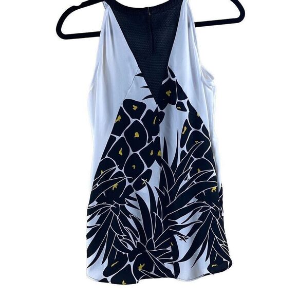 Worthington Shirt High Neck Sleeveless Women's Halter Pineapple Print Black Smal - Picture 3 of 8